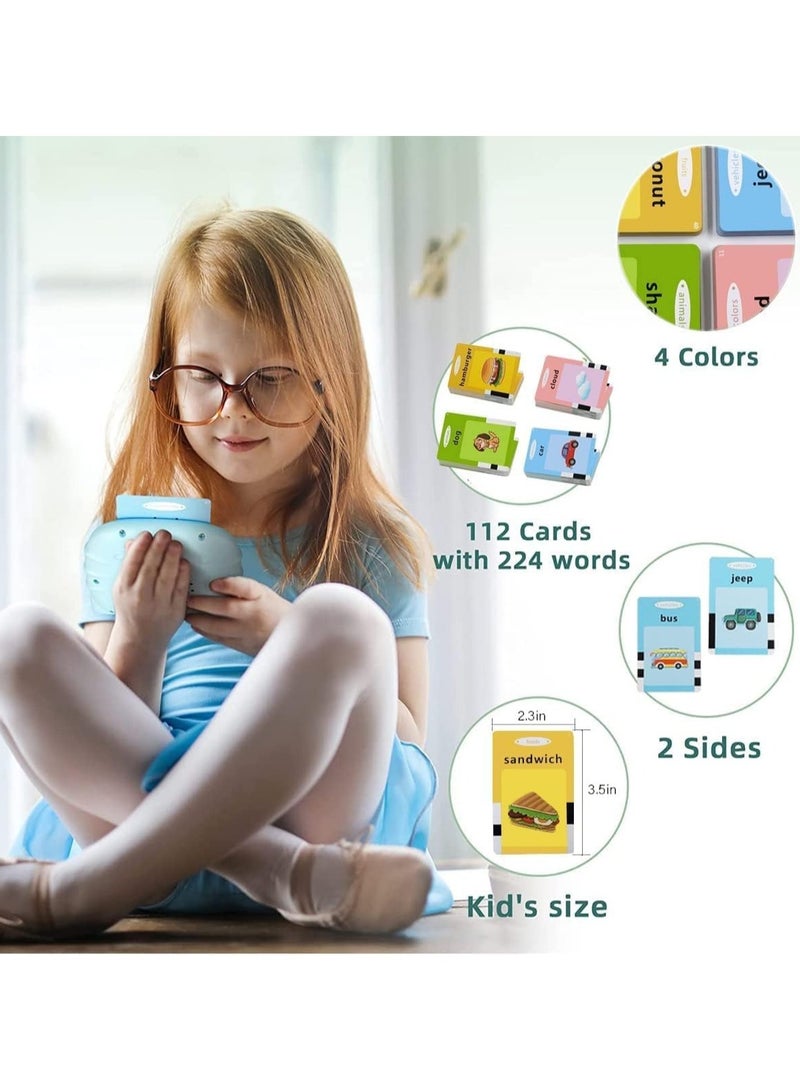 ELTRAZONE Kid Educational Montessori Preschool Animals Audible Flash Cards, 1 to 6 Years, 112 Pieces, Blue - Image 2