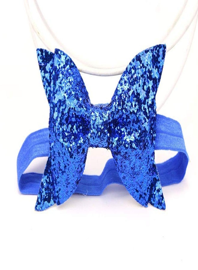 FOK 2 Pc Girl's Sparkling Bows Glitter Sequins Headband For Kids & Girls - Golden, Blue - Image 2