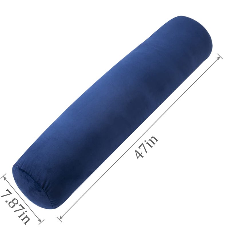 1 MIDDLE ONE Body Pillow for Adults, Bolster Pillow with Removable Velvet Cover, Long Round Cervical Roll Pillow, 47" x 7.87", Blue - Image 3