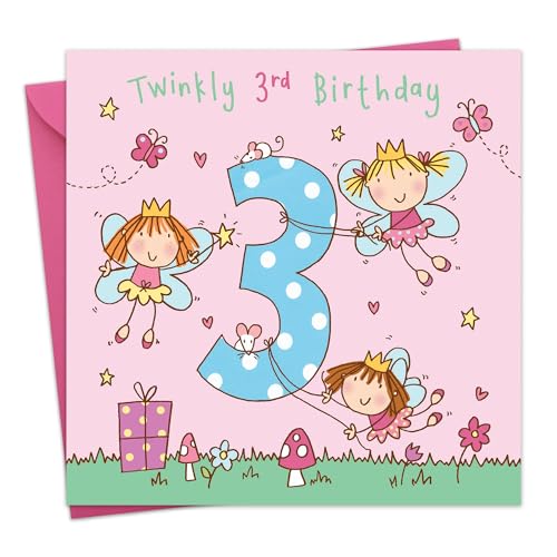 TWIZLER Happy 3rd Birthday Card, Multicolor, 6.1 x 6.1 in - Image 1