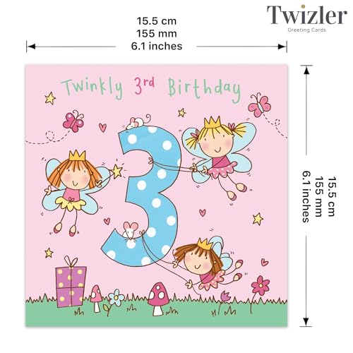 TWIZLER Happy 3rd Birthday Card, Multicolor, 6.1 x 6.1 in - Image 3