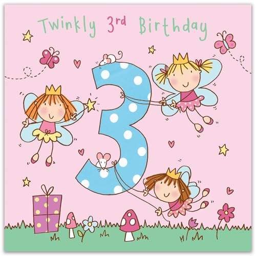 TWIZLER Happy 3rd Birthday Card, Multicolor, 6.1 x 6.1 in - Image 2