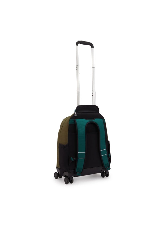 kipling New Zea Kids' Large Wheeled Backpack with Laptop Protection Black Khaki Block - Image 2
