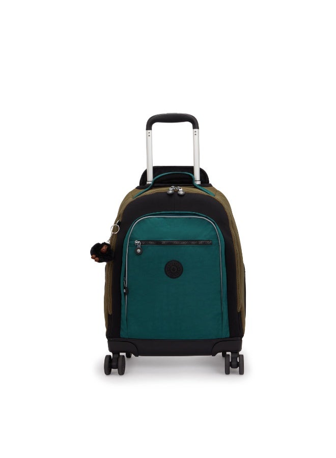kipling New Zea Kids' Large Wheeled Backpack with Laptop Protection Black Khaki Block - Image 1