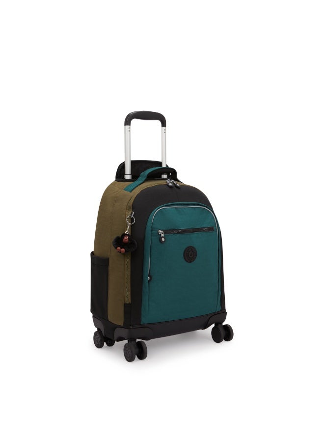 kipling New Zea Kids' Large Wheeled Backpack with Laptop Protection Black Khaki Block - Image 4