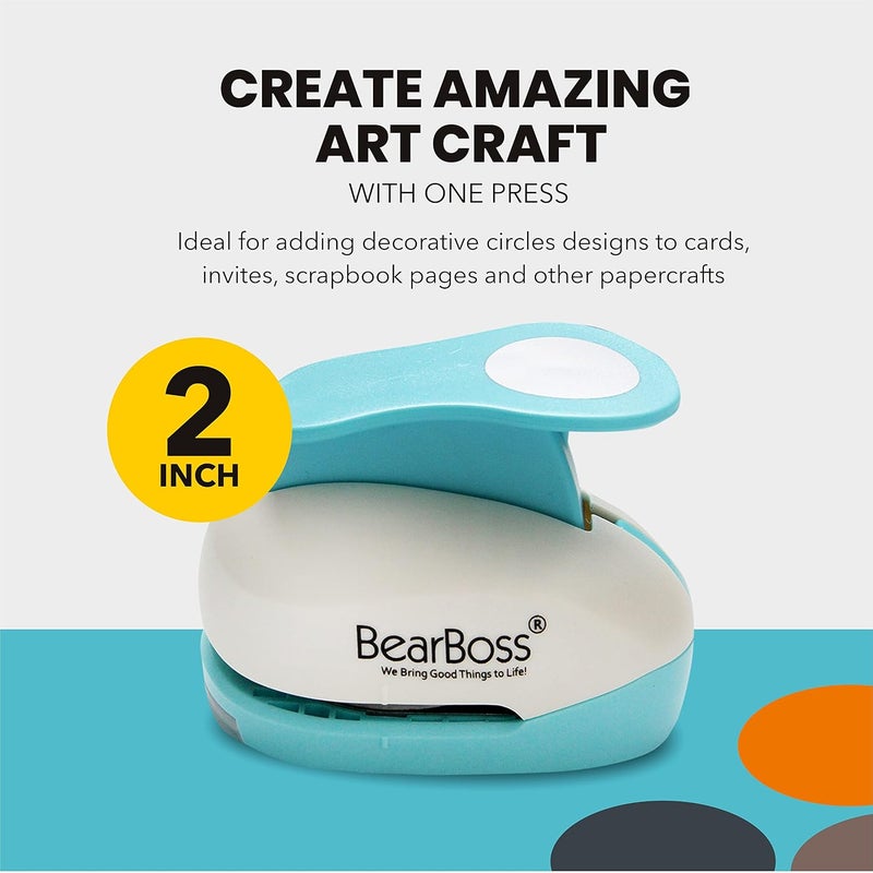 BearBoss 2 Inch Circle Punch, Hole Punch Shapes, Paper Punch Set for Scrapbooking Festival Paper Greeting Card DIY Albums Photos (Classic White) - Image 5