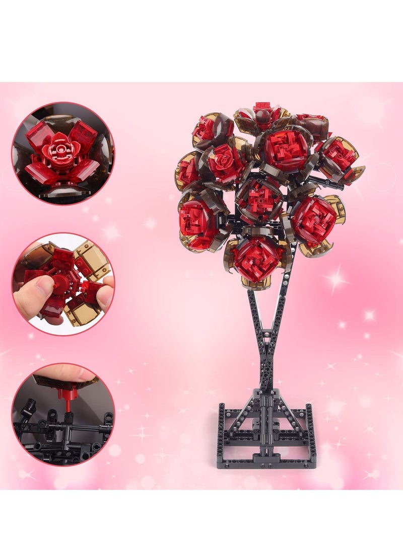 واي آند دي Flower Bouquet Building Block Kits Artificial Flowers Botanical Collection Mini Toys for DIY Gift Rose Decoration - Image 2