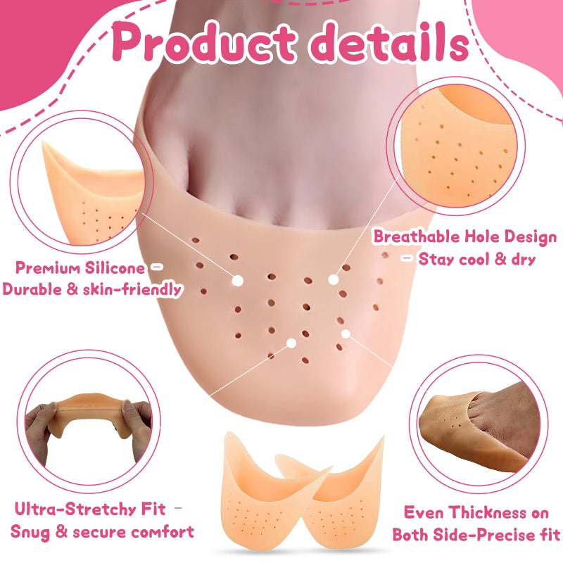 Mtuiewo 4 Pairs Toe Pads For Pointe Shoes(2 Pairs Cotton Pointe Shoe Toe Pads & 2 Pairs Silicone Gel Pads Pointe Shoes Protectors) For Foot Metatarsal Protection  Breathable & Washable - Image 5