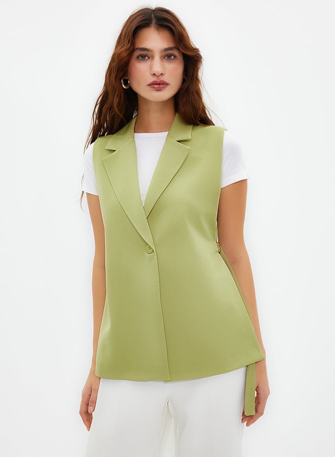 trendyol Light Khaki Accessory Detailed Fitted Woven Vest TWOAW23YE00032 - Image 2