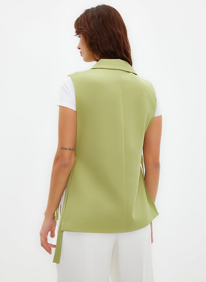 trendyol Light Khaki Accessory Detailed Fitted Woven Vest TWOAW23YE00032 - Image 5