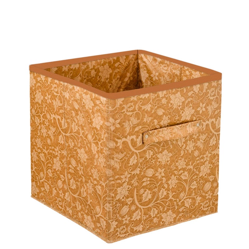 Kuber Industries KUBMART1747 Metallic Print Non Woven Fabric Foldable Storage Cube Toy, Books, Shoes Storage Box with Handle (Beige, Extra Large) - Image 3