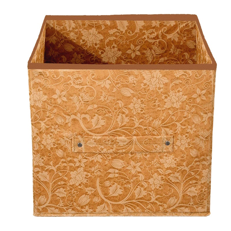 Kuber Industries KUBMART1747 Metallic Print Non Woven Fabric Foldable Storage Cube Toy, Books, Shoes Storage Box with Handle (Beige, Extra Large) - Image 5