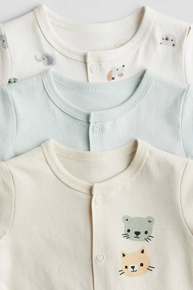 اتش اند ام بيجامة من نسيج قطني - عبوة من 3 قطع