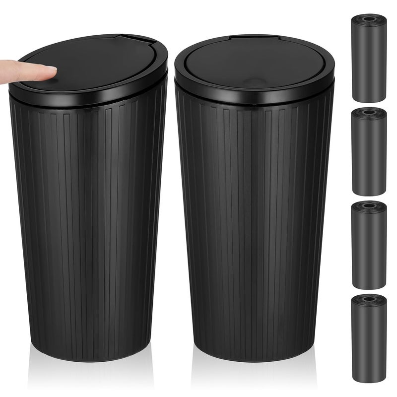 Yimomoyi 2 Pack Mini Car Trash Can with Lid and 4 Roll Trash Bags - Image 1