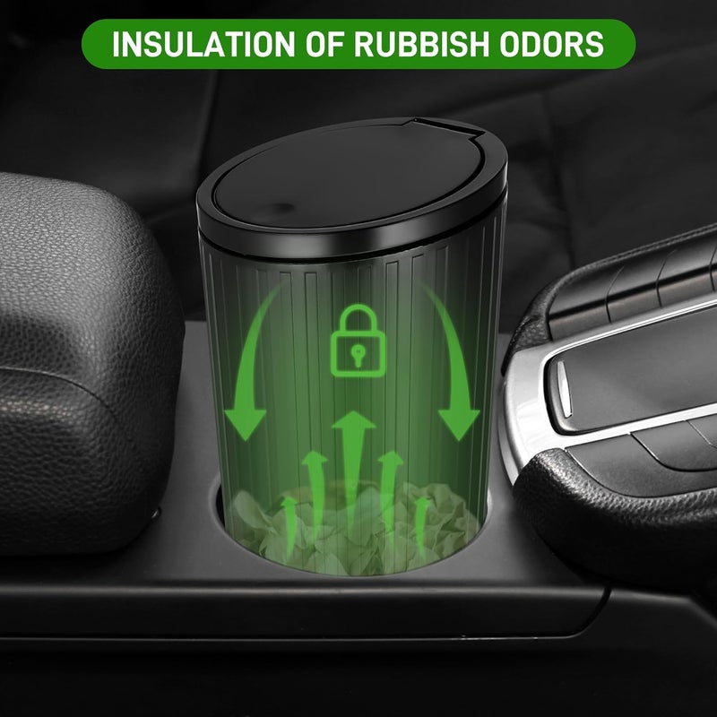 Yimomoyi 2 Pack Mini Car Trash Can with Lid and 4 Roll Trash Bags - Image 5