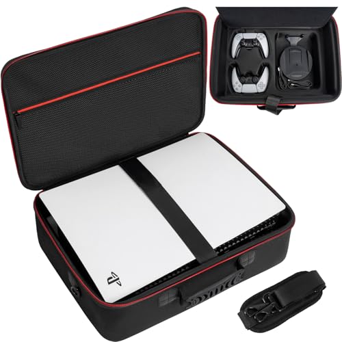 GMAK Hard Shell Carrying Case for PS5, Protective Case Travel Bags Compatible with Playstation 5, DualSense Controllers, Base, Cords and Other Accessories, EVA Storage Bag with Shoulder for PS5, Black - Image 1