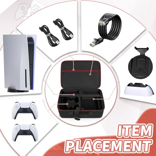 GMAK Hard Shell Carrying Case for PS5, Protective Case Travel Bags Compatible with Playstation 5, DualSense Controllers, Base, Cords and Other Accessories, EVA Storage Bag with Shoulder for PS5, Black - Image 4