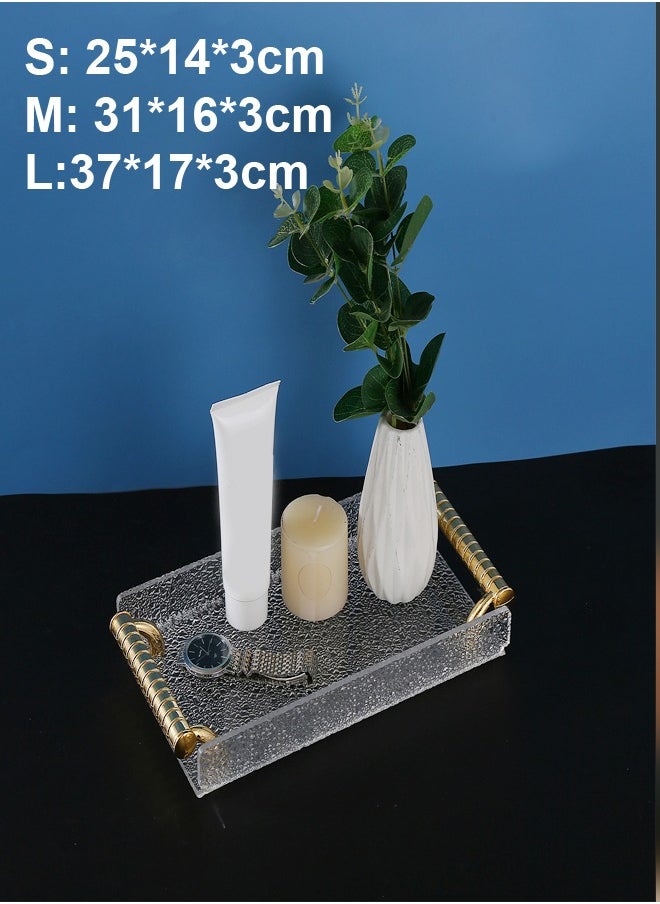 fashionhome - 3-Pieces Multipurpose Decorative Plastic Rectangular Platter Dish with Handle Party Dessert Display Plate Coffee Table Serving Tray for Food Snack Tea Jewelry Tray Cosmetic Storage Tray - Image 1