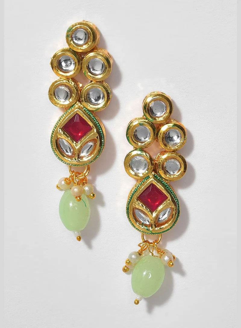 SOHI Kundan Beads Gold Plated Necklace Set