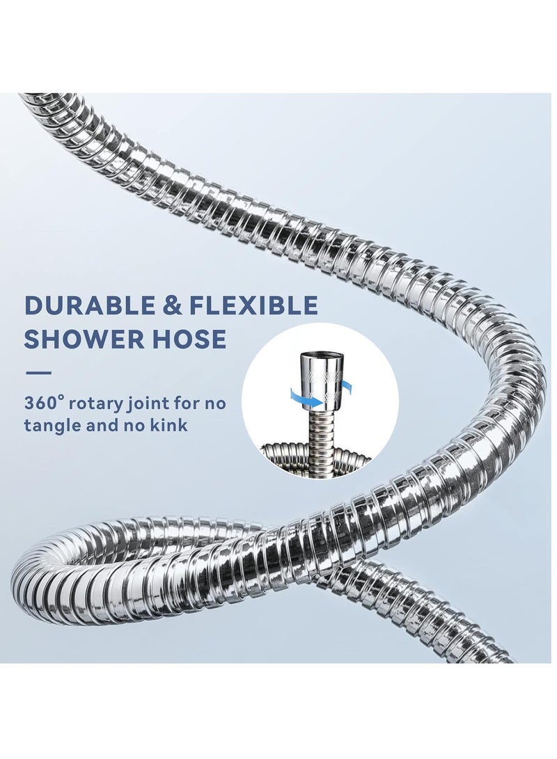 أداندو خرطوم دش حمام من الفولاذ المقاوم للصدأ خرطوم دش مرن مضاد للتآكل خرطوم حديقة معدني بطول 3 أمتار للاستحمام/حمام المقعدة/استحمام الحيوانات الأليفة/الأطفال (أنبوب مشفر من الزنك بقطر 118.1 بوصة من النحاس) - Image 2