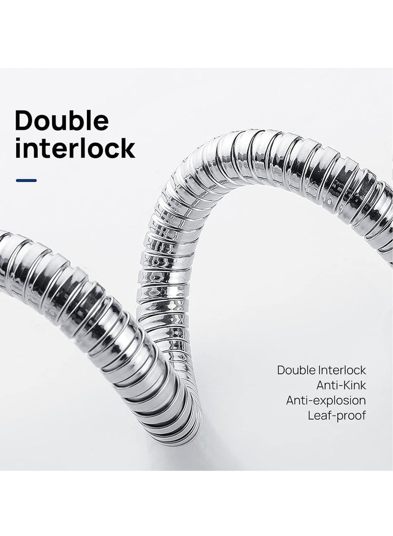 أداندو خرطوم دش حمام من الفولاذ المقاوم للصدأ خرطوم دش مرن مضاد للتآكل خرطوم حديقة معدني بطول 3 أمتار للاستحمام/حمام المقعدة/استحمام الحيوانات الأليفة/الأطفال (أنبوب مشفر من الزنك بقطر 118.1 بوصة من النحاس) - Image 5