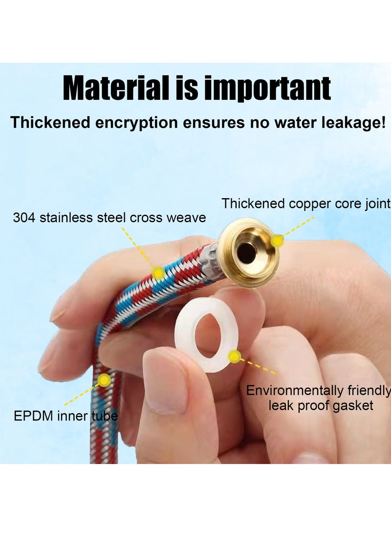 أداندو خرطوم دش حمام من الفولاذ المقاوم للصدأ خرطوم دش مرن مضاد للتآكل خرطوم حديقة معدني بطول 3 أمتار للاستحمام/حمام المقعدة/استحمام الحيوانات الأليفة/الأطفال (أنبوب مشفر من الزنك بقطر 118.1 بوصة من النحاس) - Image 4