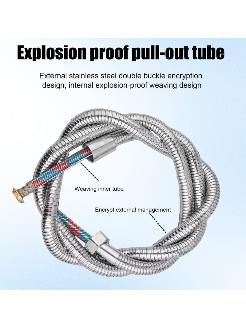 أداندو خرطوم دش حمام من الفولاذ المقاوم للصدأ خرطوم دش مرن مضاد للتآكل خرطوم حديقة معدني بطول 3 أمتار للاستحمام/حمام المقعدة/استحمام الحيوانات الأليفة/الأطفال (أنبوب مشفر من الزنك بقطر 118.1 بوصة من النحاس) - Image 3