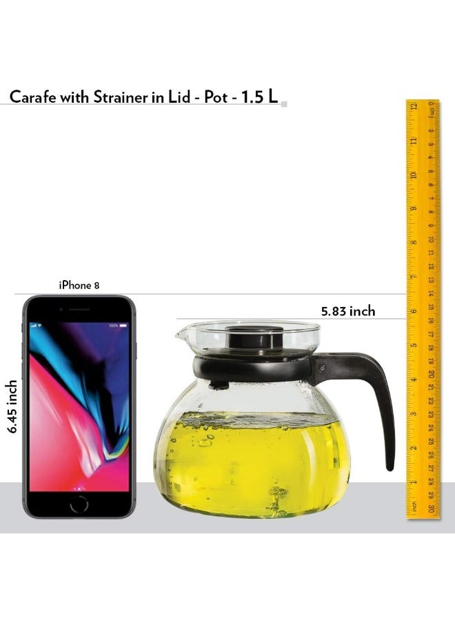 بوروسيل Carafe Flame Proof Glass Kettle With Stainer, 1.5L - Image 3