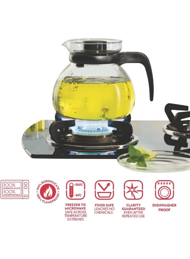بوروسيل Carafe Flame Proof Glass Kettle With Stainer, 1.5L - Image 2