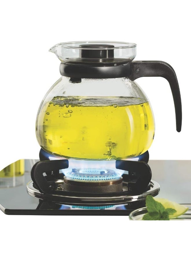 BOROSIL Carafe Flame Proof Glass Kettle With Stainer, 1.5L