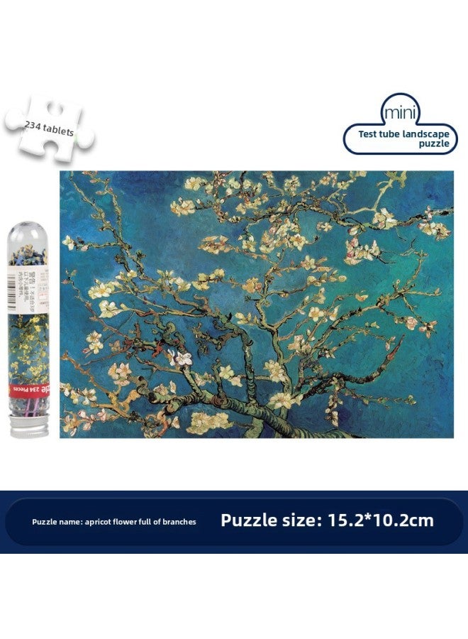 Adult Mini Puzzle Tube Pocket Small 234 Pieces Van Gogh World Famous Landscape Scenery Toy-Color:White. - Image 1