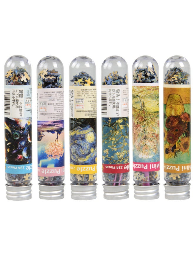 Adult Mini Puzzle Tube Pocket Small 234 Pieces Van Gogh World Famous Landscape Scenery Toy-Color:White. - Image 4