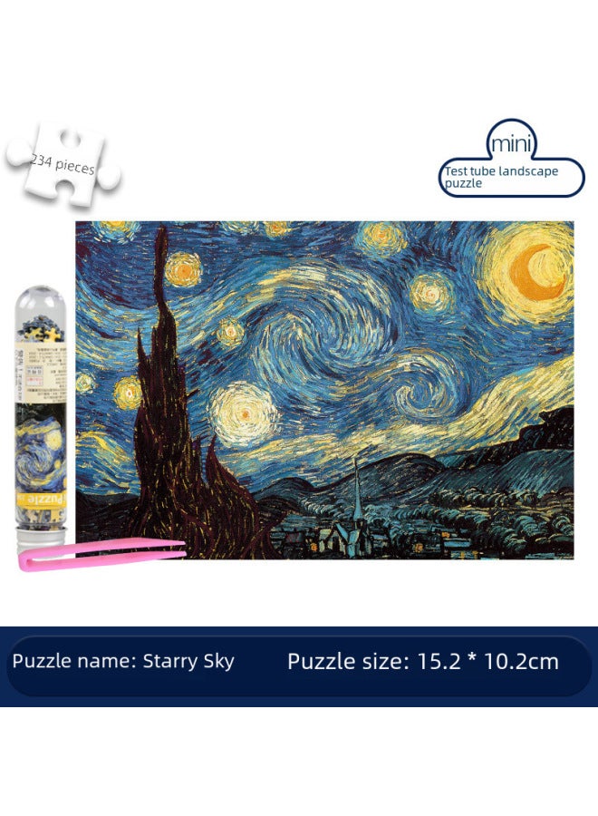 Adult Mini Puzzle Tube Pocket Small 234 Pieces Van Gogh World Famous Landscape Scenery Toy-Color:White. - Image 5