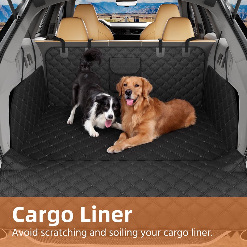 Simple Trending SUV Cargo Liner for Dogs, Waterproof Dog Car Seat Cover Mat for SUVs Sedans Vans, Universal Fit Pet Trunk Cover with Non-Slip Bumper Flap Protector, Black - Image 1