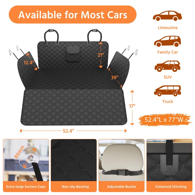 Simple Trending SUV Cargo Liner for Dogs, Waterproof Dog Car Seat Cover Mat for SUVs Sedans Vans, Universal Fit Pet Trunk Cover with Non-Slip Bumper Flap Protector, Black - Image 2