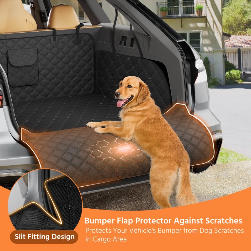 Simple Trending SUV Cargo Liner for Dogs, Waterproof Dog Car Seat Cover Mat for SUVs Sedans Vans, Universal Fit Pet Trunk Cover with Non-Slip Bumper Flap Protector, Black - Image 4