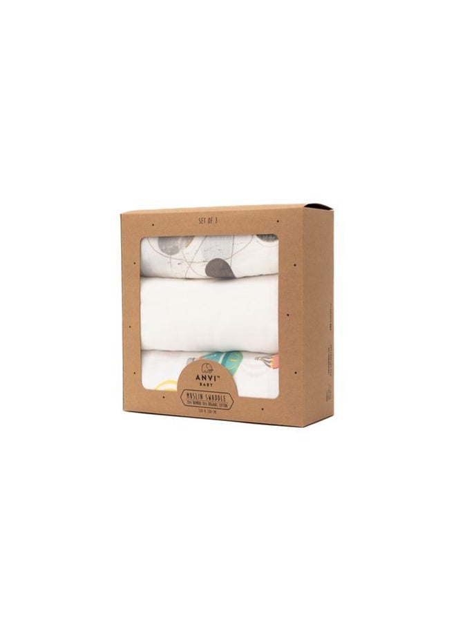 Anvi Baby Anvi Baby - Set of 3 Organic Bamboo Swaddle Planets & Balloons  - Image 2