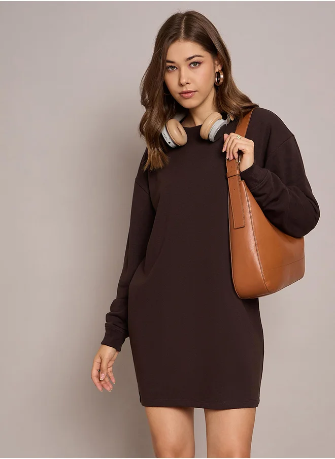 ساسافراس Solid Terry Oversized Mini Sweatshirt Dress