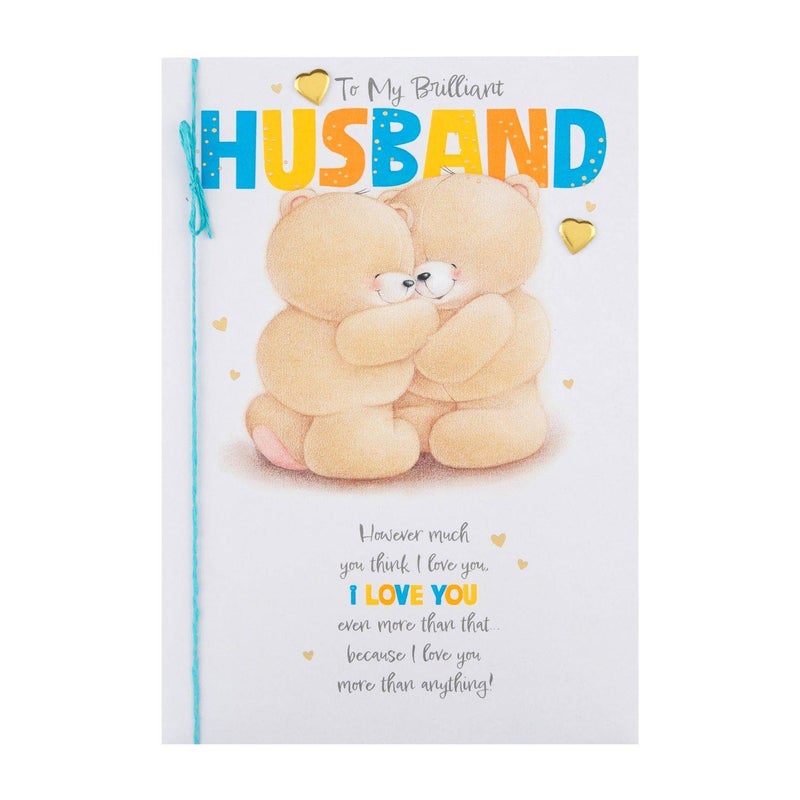 Hallmark Forever Friends Bears Hugs To My Brilliant Husband Birthday Greeting Card (15.9 x 22.8 cm) - Image 1