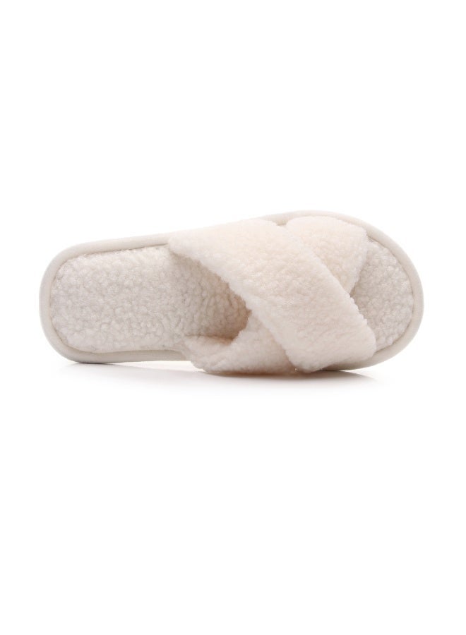 GUOLUOFEI Women’s Cozy Plush Open Toe Slippers Cross Band Furry Fluffy Memory Foam Soft House Slides Indoor Outdoor - Image 5