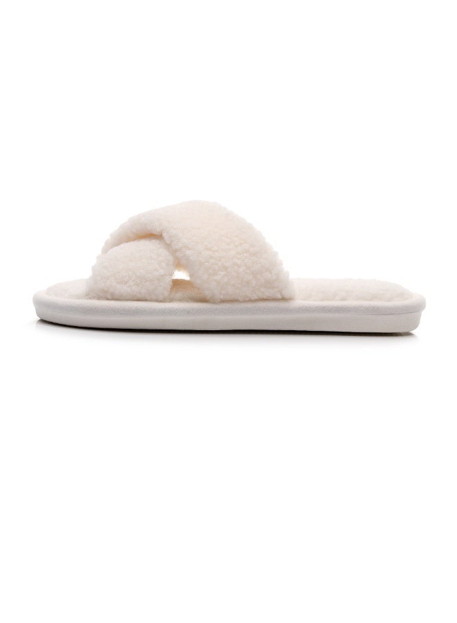 GUOLUOFEI Women’s Cozy Plush Open Toe Slippers Cross Band Furry Fluffy Memory Foam Soft House Slides Indoor Outdoor - Image 4