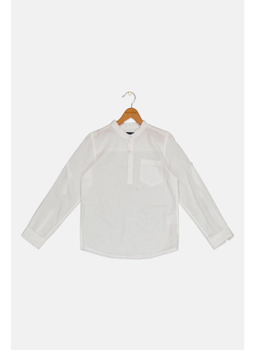 Ocean Pacific Kids Boy Regular Fit Plain Casual Shirt, White  - Image 1