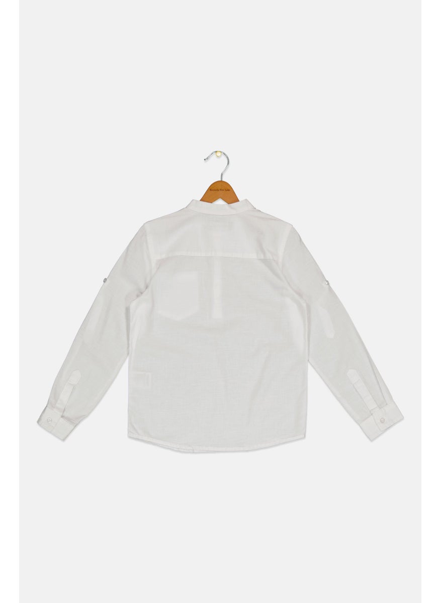 Ocean Pacific Kids Boy Regular Fit Plain Casual Shirt, White  - Image 2
