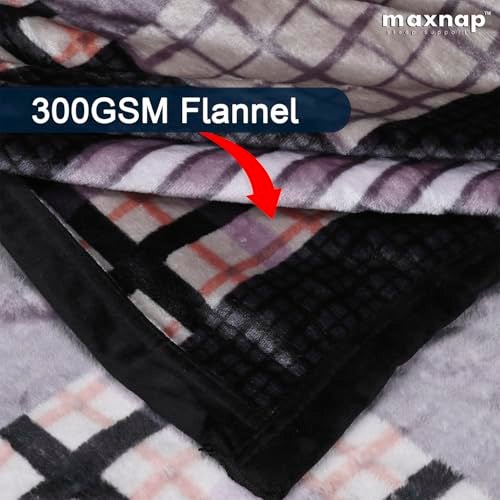 MAXNAP Cloudrest - Grey Checkered Pattern All-Weather AC Blanket for Double Bed – 300 GSM Ultra Soft, Lightweight & Breathable – 220x240 cm, Ideal for Year-Round Use - Image 3