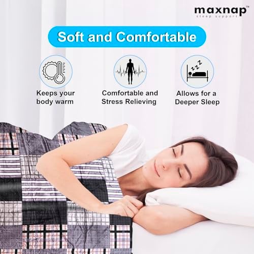MAXNAP Cloudrest - Grey Checkered Pattern All-Weather AC Blanket for Double Bed – 300 GSM Ultra Soft, Lightweight & Breathable – 220x240 cm, Ideal for Year-Round Use - Image 5