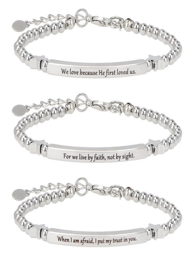 kilofly Set of 3 Bible Verse Bracelet Christian Unique Religious Gift for Women - Love - Image 1
