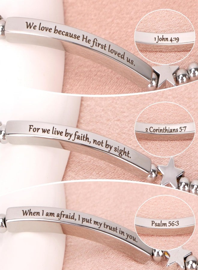 kilofly Set of 3 Bible Verse Bracelet Christian Unique Religious Gift for Women - Love - Image 2