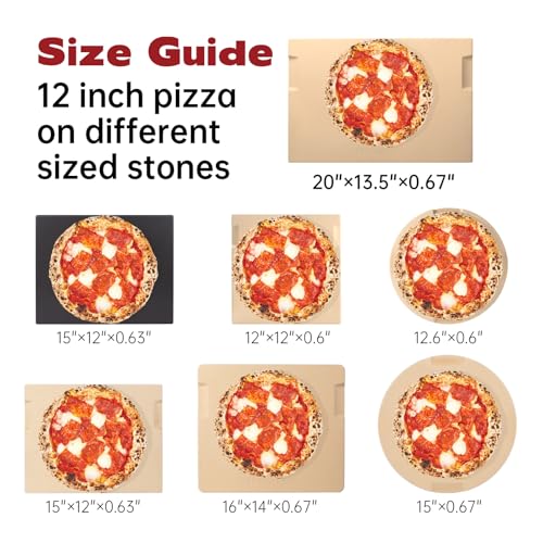 ROCKSHEAT Large Pizza Stone, 20"x13.5" Rectangular Pizza Stone for Oven Grill BBQ, Baking Stone for Pizza Bread with Unique Built-in 4 Handles Design - Image 2