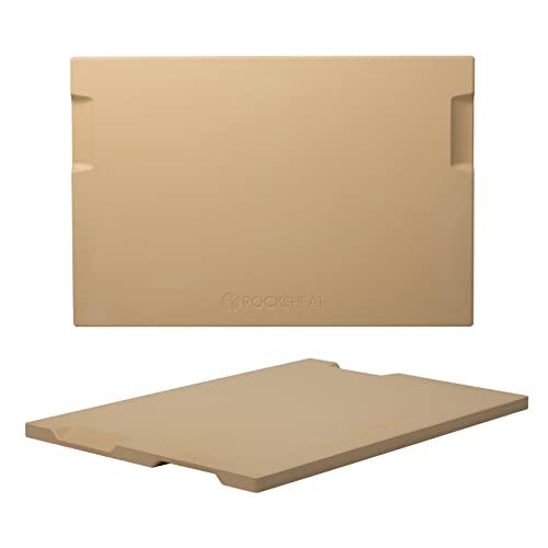 ROCKSHEAT Large Pizza Stone, 20"x13.5" Rectangular Pizza Stone for Oven Grill BBQ, Baking Stone for Pizza Bread with Unique Built-in 4 Handles Design - Image 1