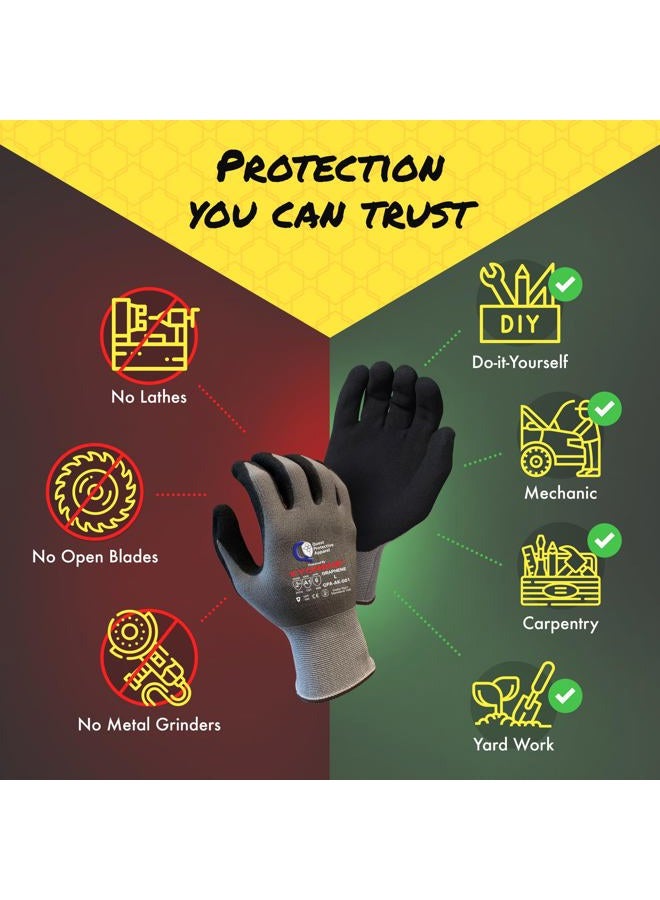 Quest Protective Apparel Powered By Kyorene- Cut Resistant Gloves - Protective Work Gloves - Working Gloves with GRAPHENE Grip (12, Extra Large) - Image 2